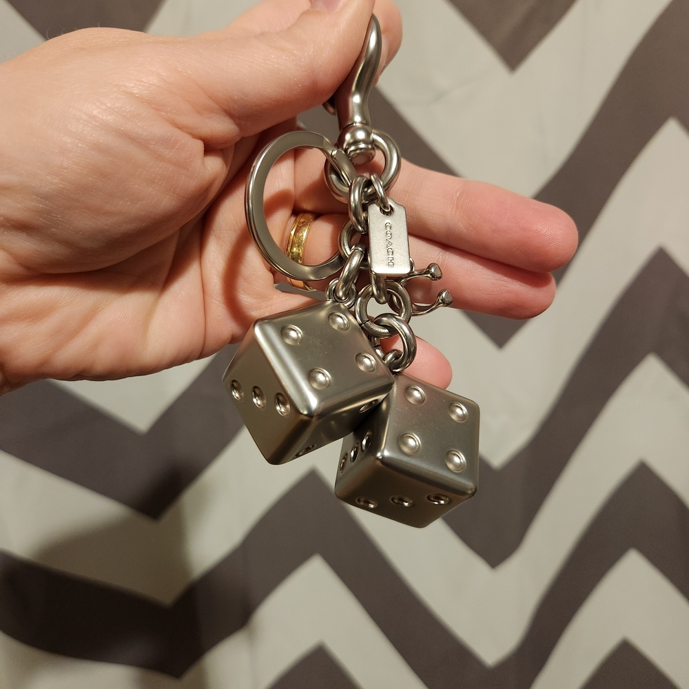 Coach Silver Dice Keychain